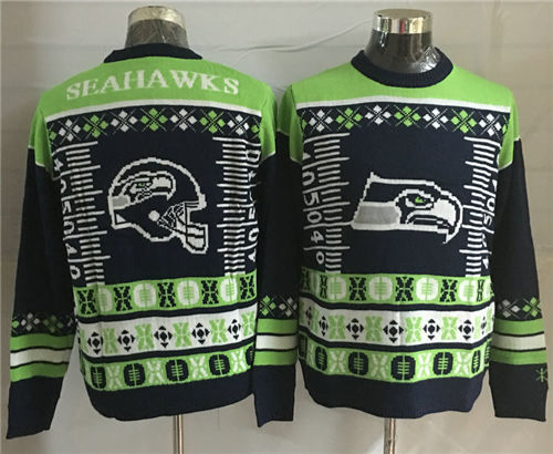 Mens Seattle Seahawks Crew Neck Football Ugly Sweater