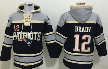 Men's New England Patriots #12 Tom Brady 2015 New Logo Navy Blue Team Color NFL Hoodie