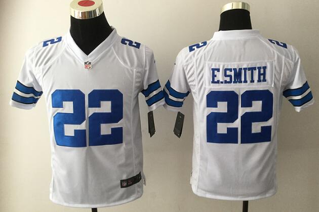 Youth Dallas Cowboys #22 Emmitt Smith Retired White Nike Game Football Jersey