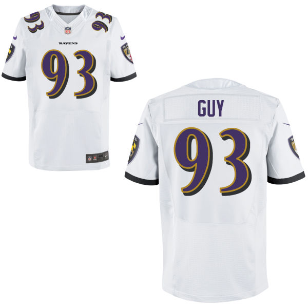 Men's Baltimore Ravens #93 Lawrence Guy Nike White Player Game Jersey
