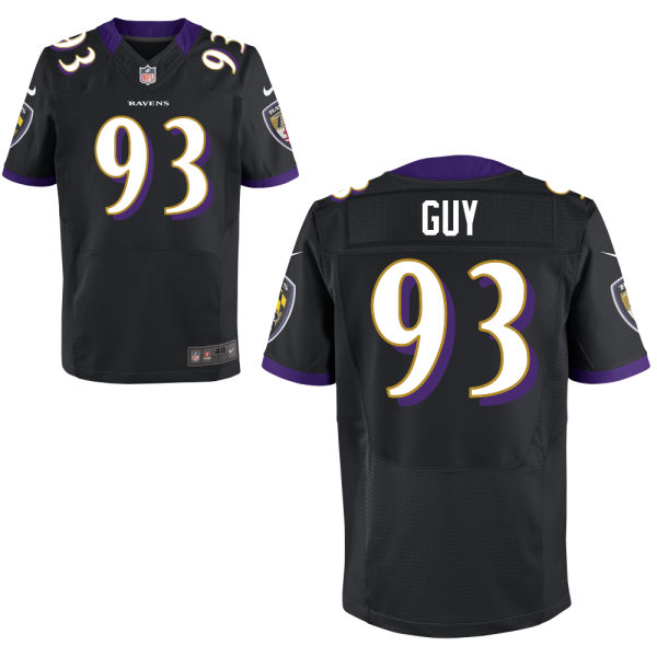 Men's Baltimore Ravens #93 Lawrence Guy Nike Black Player Game Jersey