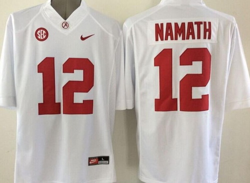 Youth Alabama Crimson Tide #12 Joe Namath White Stitched NCAA Nike College Football Jersey