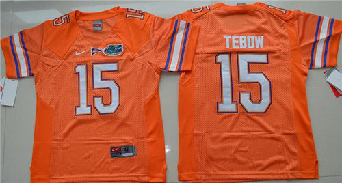 Youth Florida Gators #15 Tim Tebow Orange Stitched NCAA Nike College Football Jersey