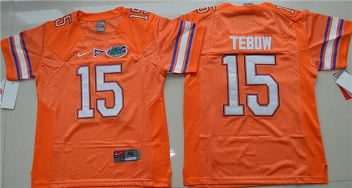 Youth Florida Gators #15 Tim Tebow Orange Stitched NCAA Nike College Football Jersey