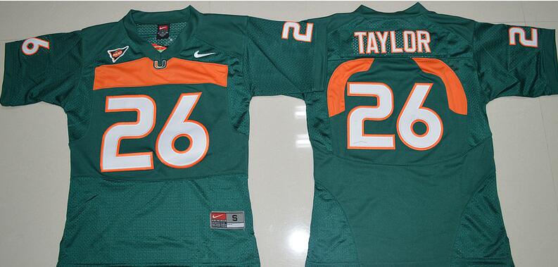 Youth Miami Hurricanes #26 Sean Taylor Green Stitched NCAA Nike College Football Jersey
