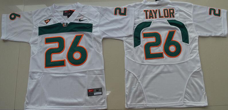 Youth Miami Hurricanes #26 Sean Taylor White Stitched NCAA Nike College Football Jersey
