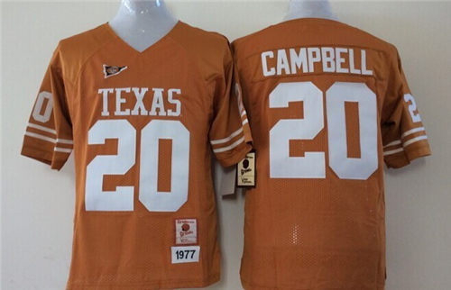 Youth Texas Longhorns #20 Earl Campbell Burnt Orange Throwback NCAA College Football Jersey By Mitchell & Ness