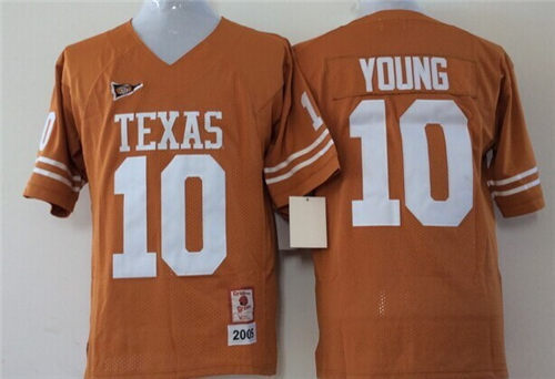 Youth Texas Longhorns #10 Vince Young Orange Throwback Stitched NCAA College Football Jersey By Mitchell & Ness