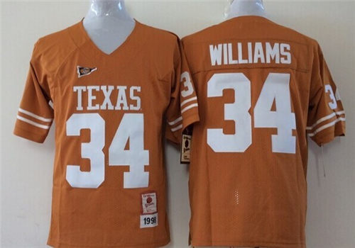 Youth Texas Longhorns #34 Ricky Williams Burnt Orange Throwback NCAA College Football Jersey By Mitchell & Ness