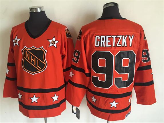 Men's NHL 1972-81 All-Star Jersey #99 Wayne Gretzky Orange CCM Throwback Vintage Hockey Jersey
