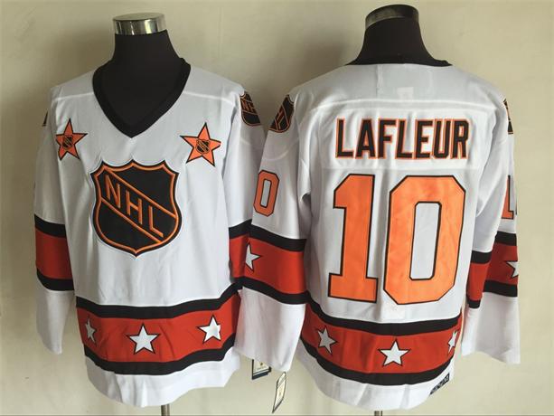 Men's NHL 1972-81 All-Star Jersey #10 Guy Lafleur White CCM Throwback Vintage Hockey Jersey