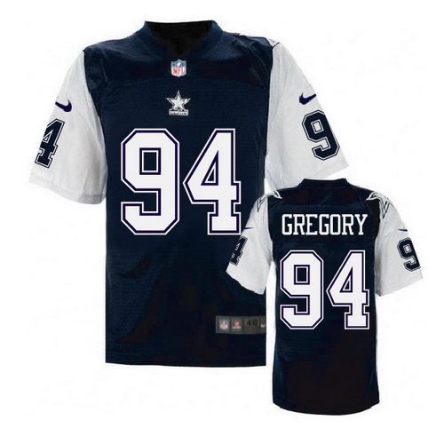 Men's Dallas Cowboys #94 Randy Gregory Navy Blue Nike Elite Throwback Thanksgivings Jersey