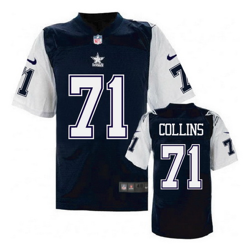 Men's Dallas Cowboys #71 La'el Collins Navy Blue Nike Elite Throwback Thanksgivings Jersey