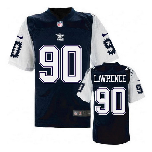 Men's Dallas Cowboys #90 DeMarcus Lawrence Navy Blue Nike Elite Throwback Thanksgivings Jersey