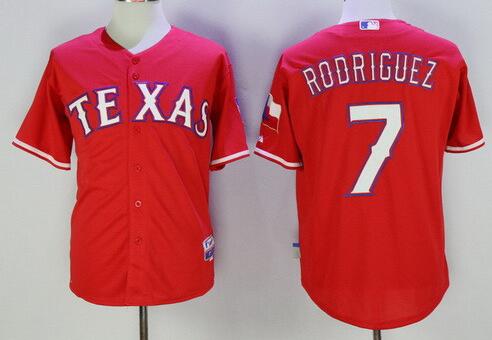 Men's Texas Rangers #7 Ivan Rodriguez Retired Red Stitched MLB Majestic Cool Base Jersey