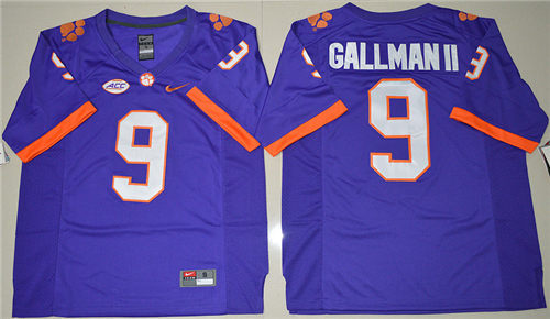 Men's Clemson Tigers #9 Wayne Gallman II Purple Stitched NCAA Nike 2016 College Football Jersey