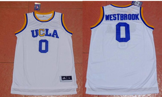 Men's UCLA Bruins #0 Russell Westbrook Adidas White College Basketball Jersey