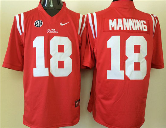 Men's Nike Ole Miss Rebels #18 Achie Manning Red College Football Jersey