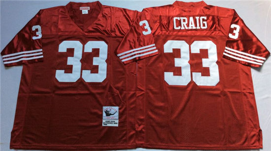 Men's San Francisco 49ers #33 Roger Craig Red Mitchell & Ness Throwback Vintage Football Jersey