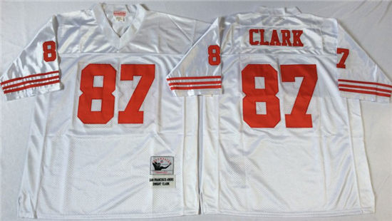 Men's San Francisco 49ers #87 Dwight Clark White Mitchell & Ness Throwback Vintage Football Jersey