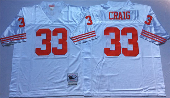 Men's San Francisco 49ers #33 Roger Craig White Mitchell & Ness Throwback Vintage Football Jersey