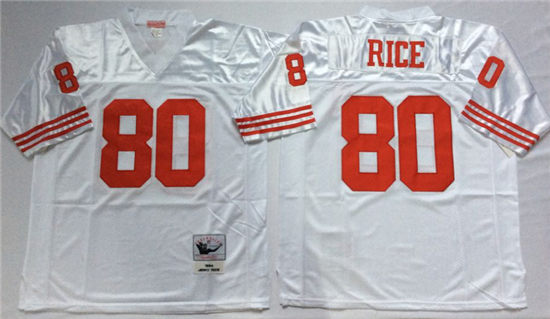 Men's San Francisco 49ers #80 Jerry Rice White Mitchell & Ness Throwback Vintage Football Jersey