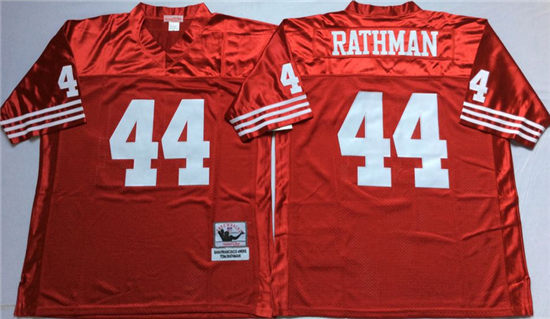 Men's San Francisco 49ers #44 Tom Rathman Red Mitchell & Ness Throwback Vintage Football Jersey