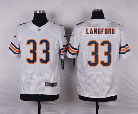 Men's Chicago Bears #33 Jeremy Langford White Road NFL Nike Elite Jersey