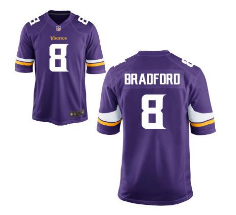 Youth Minnesota Vikings #8 Sam Bradford Purple Team Color Nike Game Jersey