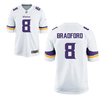 Youth Minnesota Vikings #8 Sam Bradford White Road Nike Game Jersey