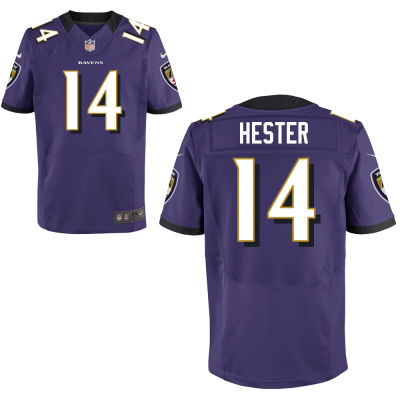 Men's Baltimore Ravens #14 Devin Hester Purple Team Color Nike Elite Jersey