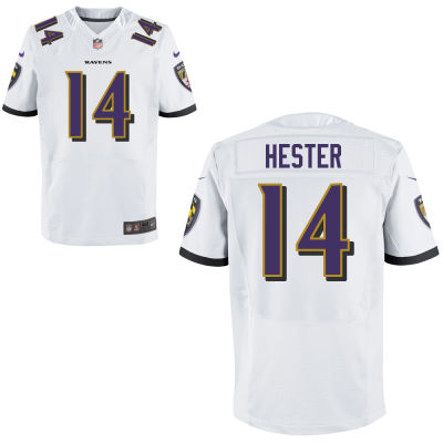 Men's Baltimore Ravens #14 Devin Hester White Road Nike Elite Jersey