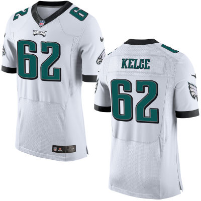 Men's Philadelphia Eagles #62 Jason Kelce NEW White Road Nike Elite Jersey