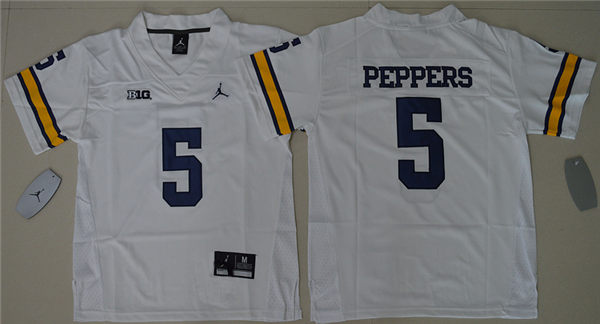 Youth Jordan Brand Michigan Wolverines Jabrill Peppers 5 College Football Limited Jersey - White