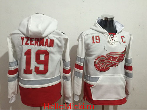 Men's Detroit Red Wings #19 Steve Yzerman White 2017 Centennial Classic Stitched NHL Old Time Hockey Hoodie