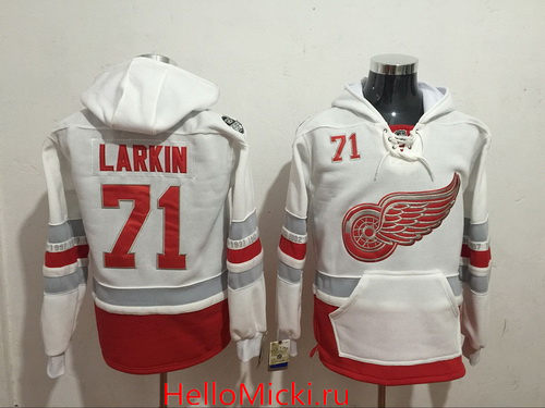 Men's Detroit Red Wings #71 Dylan Larkin White 2017 Centennial Classic Stitched NHL Old Time Hockey Hoodie