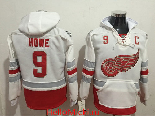 Men's Detroit Red Wings #9 Gordie Howe White 2017 Centennial Classic Stitched NHL Old Time Hockey Hoodie