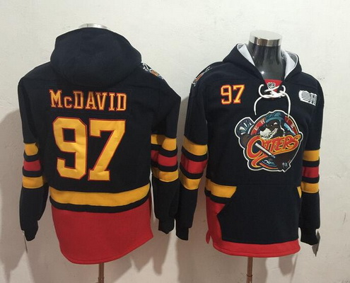 Men's Erie Otters #97 Connor McDavid Black Stitched OHL Hockey Hoodie