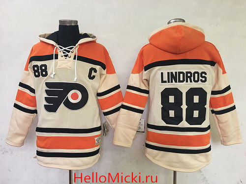 Men's Philadelphia Flyers #88 Eric Lindros Cream Stitched NHL Old Time Hockey Hoodie