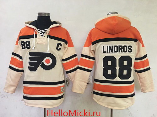 Men's Philadelphia Flyers #88 Eric Lindros Cream Stitched NHL Old Time Hockey Hoodie