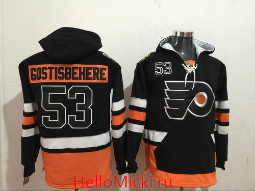 Men's Philadelphia Flyers #53 Shayne Gostisbehere NEW Black 2017 Stadium Series Stitched NHL Old Time Hockey Hoodie