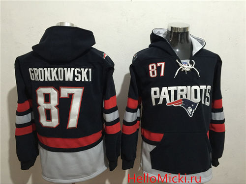 Men's New England Patriots #87 Rob Gronkowski 2017 Navy Blue Football Player Performance Hoodie