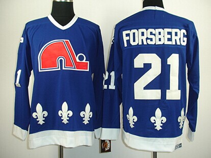 Men's Quebec Nordiques #21 Peter Forsberg Navy Blue CCM Vintage Throwback Jersey