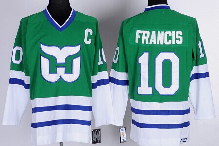 Men's Hartford Whalers #10 Ron Francis 1989-90 Green CCM Vintage Throwback Jersey