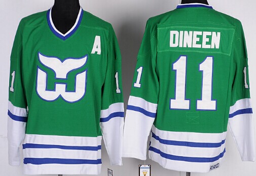 Men's Hartford Whalers #11 Kevin Dineen 1989-90 Green CCM Vintage Throwback Jersey