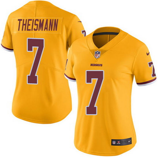 Women's Washington Redskins #7 Joe Theismann Gold 2016 Color Rush Stitched NFL Nike Limited Jersey