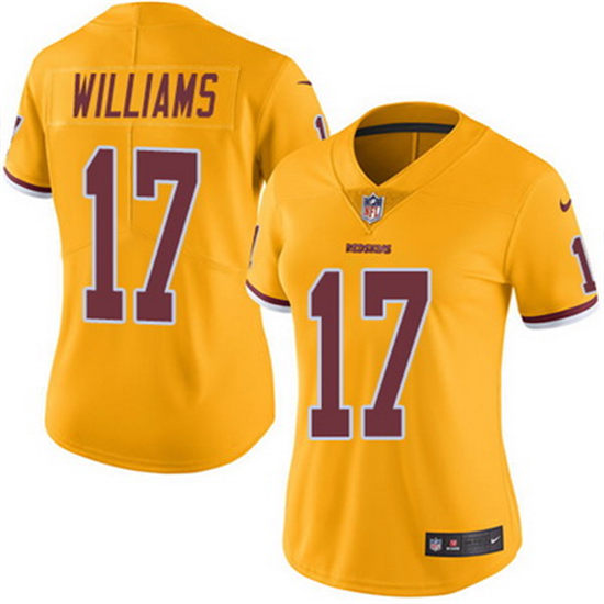 Women's Washington Redskins #17 Doug Williams Gold 2016 Color Rush Stitched NFL Nike Limited Jersey