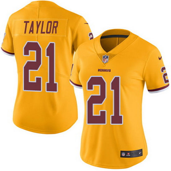 Women's Washington Redskins #21 Sean Taylor Gold 2016 Color Rush Stitched NFL Nike Limited Jersey