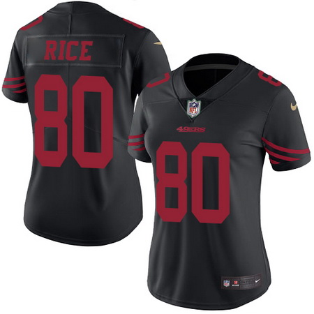 Women's San Francisco 49ers #80 Jerry Rice Black 2016 Color Rush Stitched NFL Nike Limited Jersey