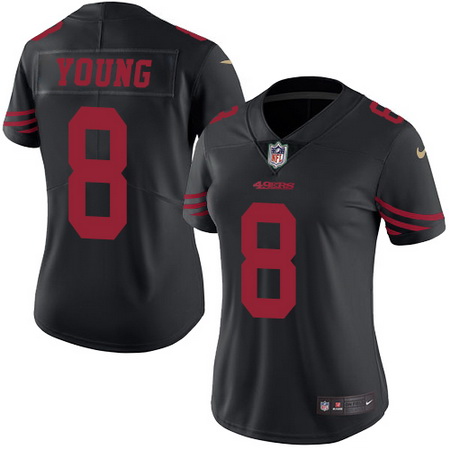 Women's San Francisco 49ers #8 Steve Young Black 2016 Color Rush Stitched NFL Nike Limited Jersey